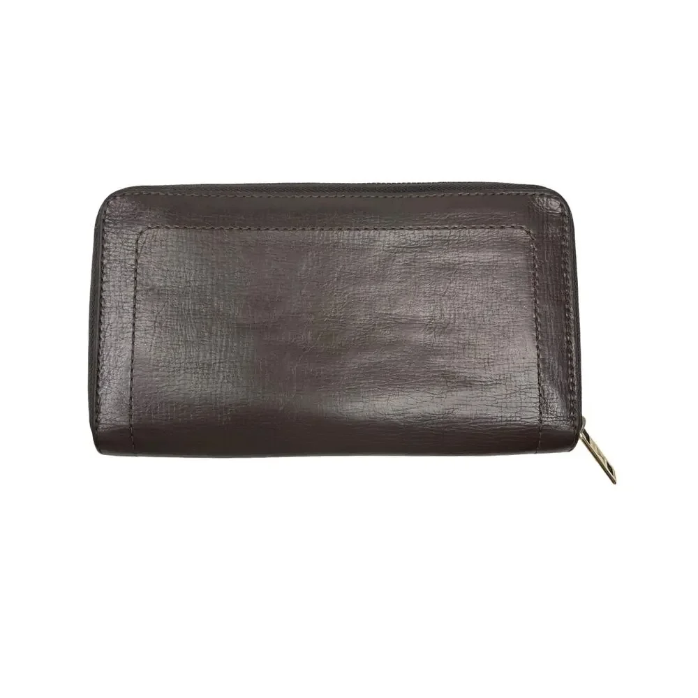 Louis Vuitton Utah Zippy Organizer Brown Leather Wallet Zip Around LV Unisex